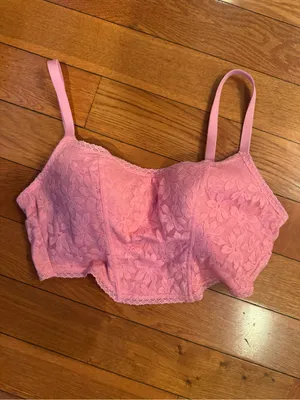 Victoria's Secret PINK Lace Lightly Lined Corset Top Bralette Pink Size L EUC thumbnail 2