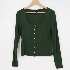 American Giant Ribbed Button Front Long Sleeve Top Green Size M thumbnail 2