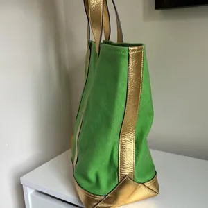 Lauren Ralph Lauren Green and Gold Summer Canvas Tote thumbnail 5