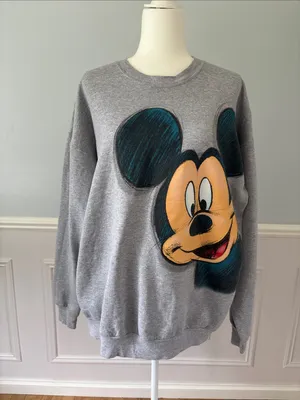Vintage Mickey Mouse Disney Y2K Crewneck Sweatshirt Gray Unisex XL Vtg 2000s thumbnail 9