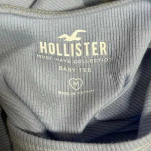 Hollister Baby Tee Womens‎ Medium Blue Excellent Ribbed Layered Seam Top thumbnail 4