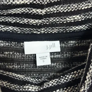 J.Jill Tunic Sweater Black White Striped Cowl Neck Lightweight Semi-Sheer Knit S thumbnail 7