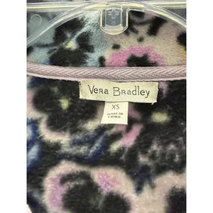 Vera Bradley Sporty Fleece Snap-Collar Pullover Plum Pansies‎ Floral XS Womens thumbnail 6