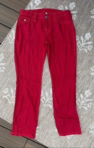 True Religion Women’s Red Jeans - Classic Slim Straight Fit thumbnail 1