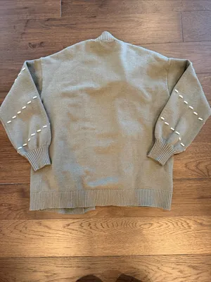 LaSerein Green Dot Stitch Long Sleeve Open Front Cardigan - Size Small - C2-032 thumbnail 9