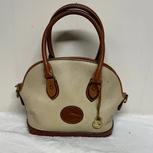 Vintage Dooney & Bourke Cream and Brown Satchel thumbnail 1