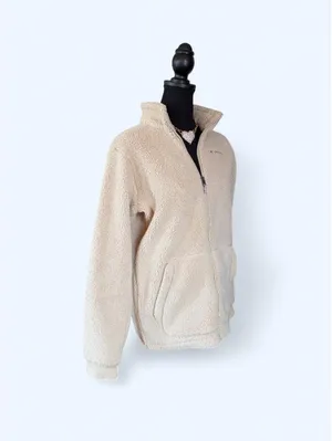 Vintage Y2K Columbia Cozy Cream Sherpa Fleece Jacket size small thumbnail 4