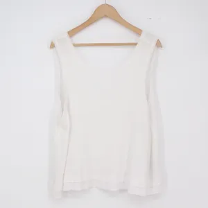 Free People Tank Top Womens Medium White Ribbed Layered Hem Excellent thumbnail 2