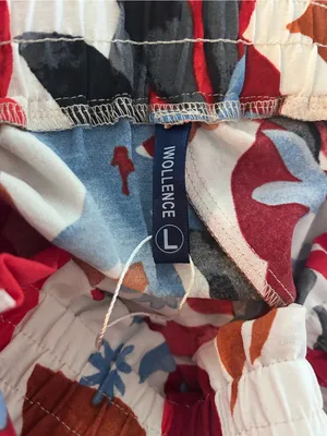 Wide-Leg Palazzo Pants in Red & Blue Floral, size L thumbnail 4