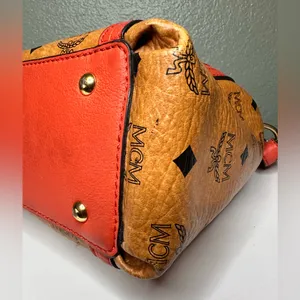 MCM Orange and Tan Monogram Satchel thumbnail 8