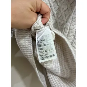HM Cable Knit Ruffle Collar Sweater Wool Blend Cream Square Neck Small thumbnail 6
