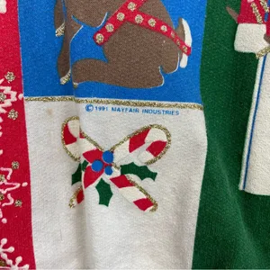 Vintage 90s Christmas Pullover Crewneck Sz Medium Graphic Retro thumbnail 8