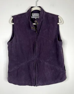 Vintage‎ Columbia Faux Suede Zip Up Snap Collar Zip Pocket Vest Sz Large thumbnail 1