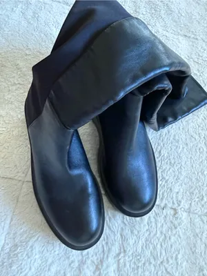 Black Over Knee Platform Boots Chunky Sole Stretch Faux Leather Size 5. 5 Goth thumbnail 5