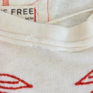 Free People We The Free Fly By Long Sleeve Tshirt Ivory Combo Star Embroidered M thumbnail 8