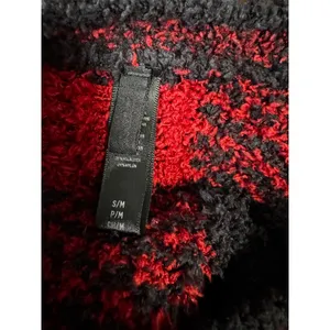 SKIMS Red & Black Buffalo Check Fuzzy Knit Sweater – S/M Oversized thumbnail 4