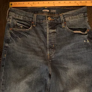 Old Navy Extra High Rise Sky Hi Straight Jeans Button Fly Womens Size 10 thumbnail 2
