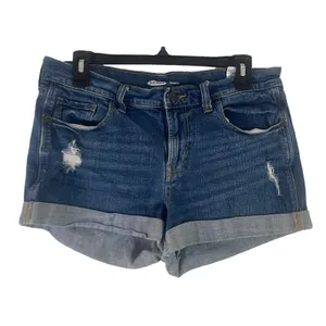 Old Navy Women's Size 8‎ Boyfriend Roll Tab Denim Shorts thumbnail 3