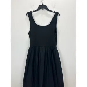 J.Crew Drop Waist Mixy Dress Midi Cotton A Line Retro Minimalist Black Large NWT thumbnail 12