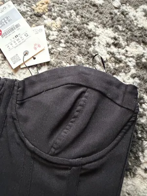 Zara Black Strapless Corset Bodysuit Top thumbnail 3