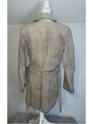 Women's BKE Diva Beige Suede Trench Coat M thumbnail 8