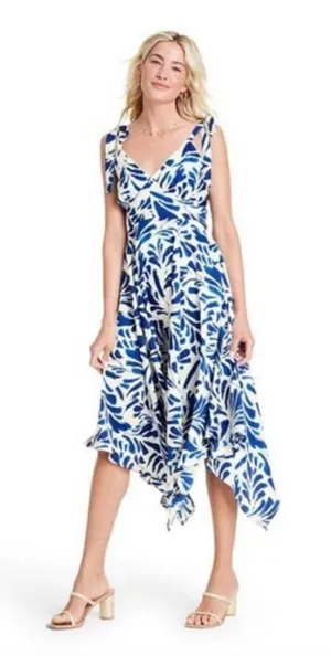 ALEXIS‎ x Target BOTANICAL WHITE BLUE FLORAL SLEEVELESS MIDI Size Small thumbnail 1