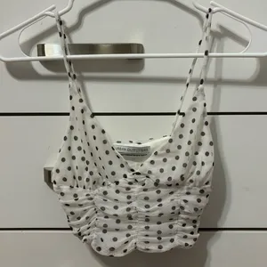 Urban Outfitters White Crop Polka Dot Tank Top thumbnail 1