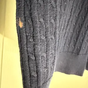 Lauren Ralph Lauren Navy Cable Cotton Knit Sweater, Large thumbnail 6