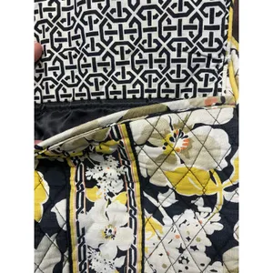 Vera Bradley Quilted Backpack Yellow Gray Floral Print Laptop School‎ Bag 15x11 thumbnail 4