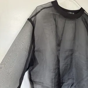 Stradivarius Black Sheer Mesh See Through Sheer Long Sleeve Top Oversize Small thumbnail 3