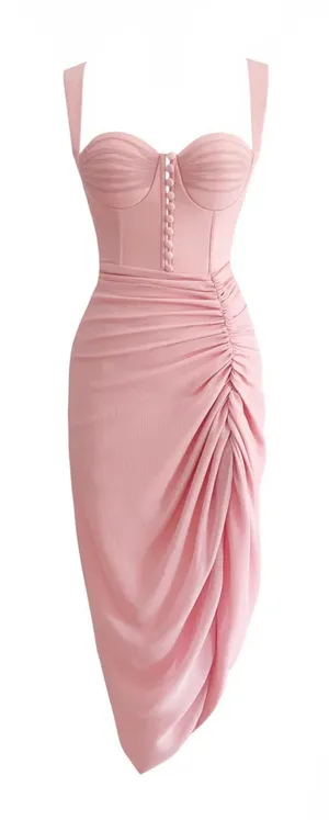 ADEIRLINA Showtime‎ II Corset Style Midi Dress Pink NWT XS thumbnail 1