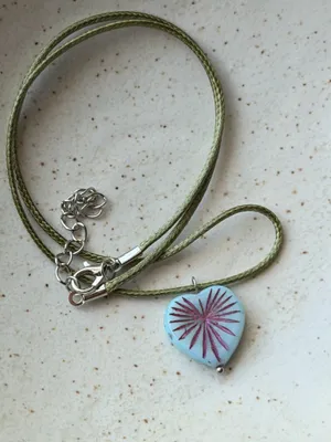 Handmade quality Czech glass heart bead fairy boho vintage retro style necklace🌿✨ thumbnail 4