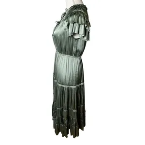 Reset by Jane Kianna Long Short Sleeve Ruffle Dress sage green S thumbnail 3