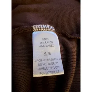 Foxy Kind Oversized Boyfriend Ribbed Tee Brown Short Sleeve Crew Neck Top S/M thumbnail 4