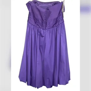 Alfred Angelo Purple Satin Strapless Bubble Hem Homecoming Prom Dress 12 NWT thumbnail 3