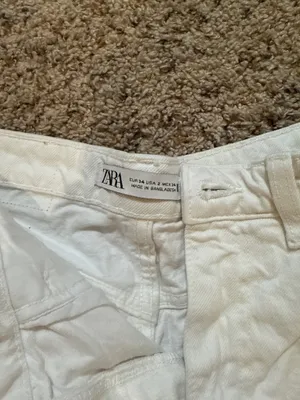 ZARA White Denim Shorts thumbnail 3