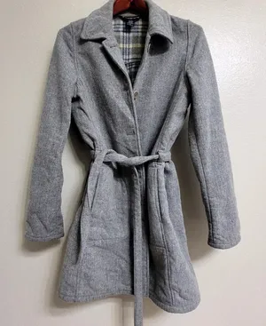 Abercrombie & Fitch Wool Blend Coat Gray Flannel Lining Women's Size Small thumbnail 1