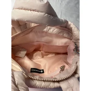 Westbronco Pink Quilted Puffer Mini Tote Crossbody Bag Zippered Lightweight thumbnail 3