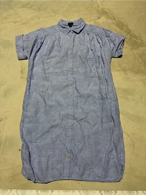 J. Crew Baird Mcnutt Irish Linen Blue Short-Sleeve Button-Front Shirt Dress XS thumbnail 1