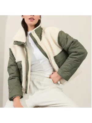Athleta Quilted Sherpa Fleece Hybrid Jacket XL Sage Green Gorpcore, Quiet Luxury thumbnail 16