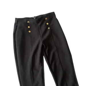 Indero Button Detail Ankle Pants Black thumbnail 3