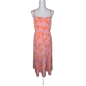 Social Standard by Sanctuary Sun Dress Womens L Used Pink Orange Floral XD9019GH thumbnail 3