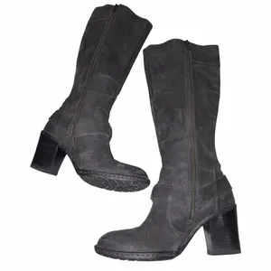 Born Black Distressed Nubuck Leather Tall Heeled Riding Boots 38 7 thumbnail 7