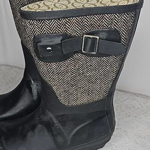 Chooka Herringbone mid rise classic rain waterproof pull on winter boots Sz 6 thumbnail 2