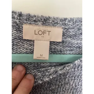 Ann Taylor Loft Women's Short Sleeve Blue White Rayon Blend Soft Sweater Large M thumbnail 3