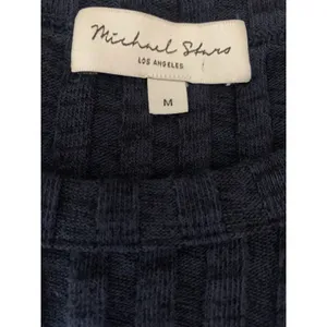 Michael Stars M Navy Ribbed Long Sleeve Top Made USA Y2K Minimalist Coastal thumbnail 3