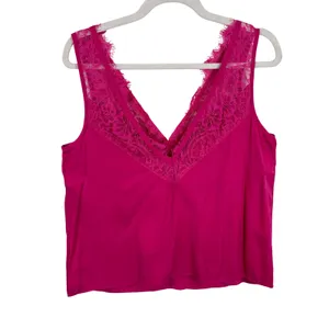 Twenty Ten Womens Fuchsia Pink Lace‎ Trim V-Neck Camisole Tank Top NWT Size M thumbnail 2