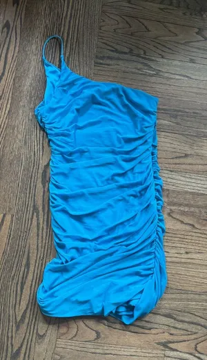 Princess Polly Bright Turquoise One-Shoulder Dress thumbnail 1