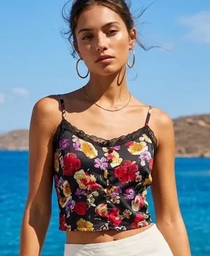 Rare Envy Me Y2K Floral Camisole Fairycore Roman Goth Dark Coquette Aesthetictic thumbnail 1