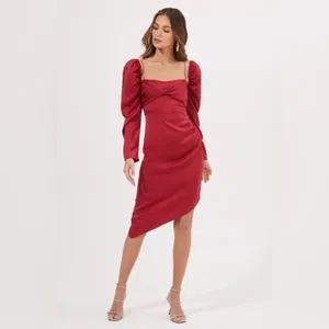 ASTR THE LABEL Claudina Womens Rouched Embellished Midi Dress thumbnail 7